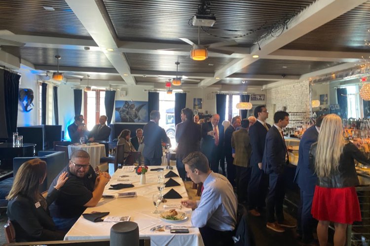 Guests enjoy a cocktail hour at Hannibal's French restaurant prior to BCF's 2022 awards luncheon.